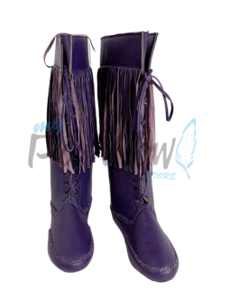 Native American Purple Leather Powwow Native Boots / Moccasin / Shoes MOC128