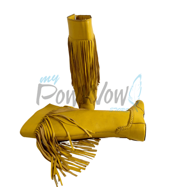 Native American Tan Leather Powwow Native Boots / Moccasin / Shoes MOC129