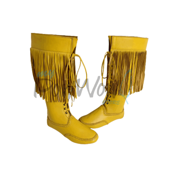 Native American Tan Leather Powwow Native Boots / Moccasin / Shoes MOC129