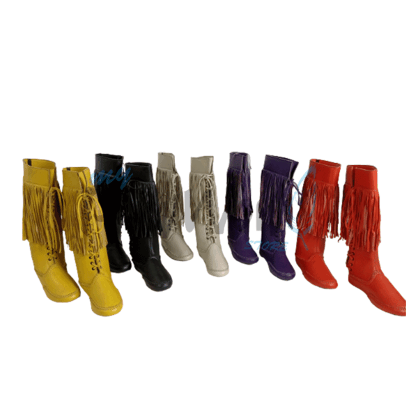 O Native American Black Leather Powwow Native Boots / Moccasin / Shoes MOC126