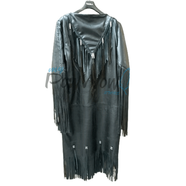Leather Wedding Dress Powwow Regalia WDBLK22