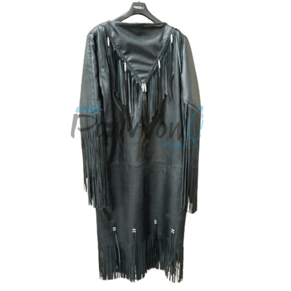 Leather Wedding Dress Powwow Regalia WDBLK22