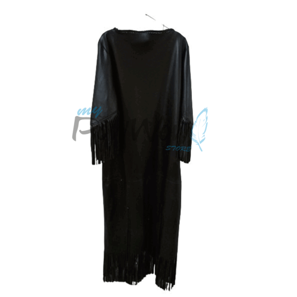 Leather Wedding Dress Powwow Regalia WDBLK230