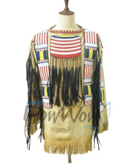 1800’s Old Native American Style Beaded Leather Powwow Regalia War Shirt PWS02