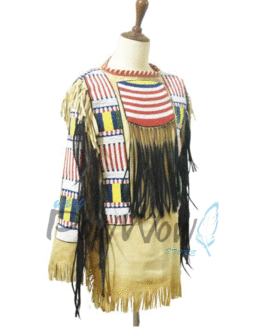 1800’s Old Native American Style Beaded Leather Powwow Regalia War Shirt PWS02