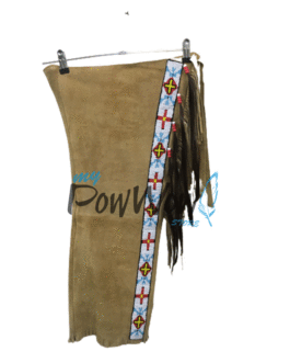 Native American Style Tan Leather Chaps Leggings Beaded Powwow Regalia NACP11