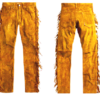 50P Old West Cowboy Golden Brown Buckskin Suede Leather Fringes Western Pant WP50