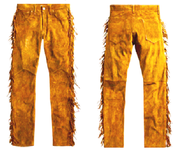 50P Old West Cowboy Golden Brown Buckskin Suede Leather Fringes Western Pant WP50