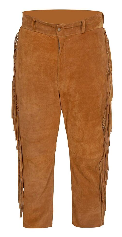 Western Brown Suede Fringe Pants