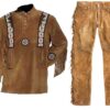 Western Leather Fringe Outfit For Men WSP124