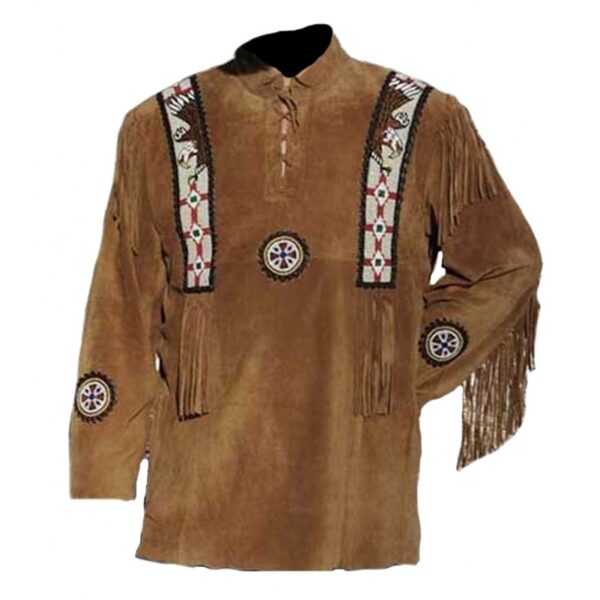 Western Leather Fringe Outfit For Men WSP124