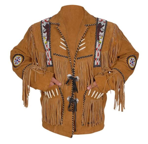 Western Leather Fringe Outfit For Men WJP13
