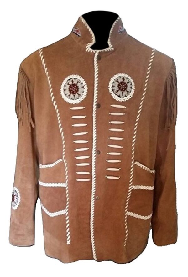 Western Leather Fringe Outfit For Men WJP115