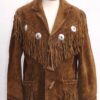 Western Leather Fringe Outfit For Men WJP18