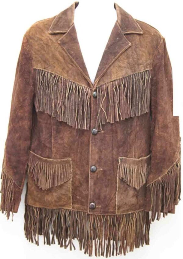 Western Leather Fringe Outfit For Men WJP19