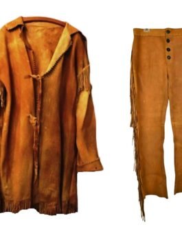 Old West Cowboy Brown Buckskin Suede Hide Western Suit Coat & Pant WJP201