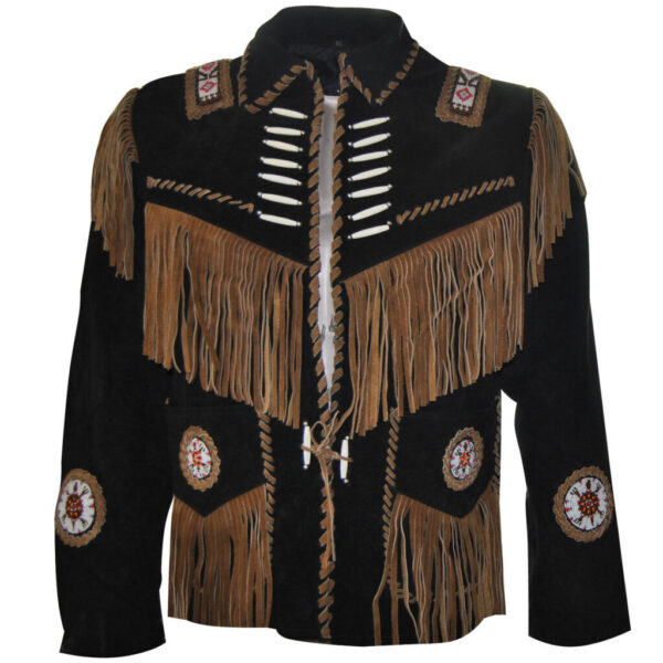 Western Leather Fringe Outfit For Men WJP24