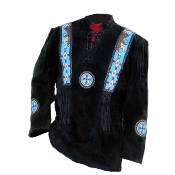 Western Leather Fringe Outfit For Men WSP277