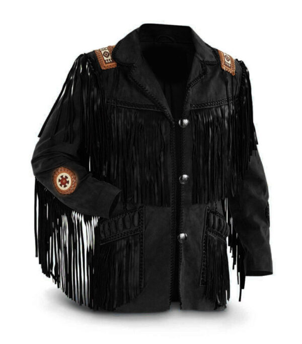 Western Leather Fringe Outfit For Men WJP28