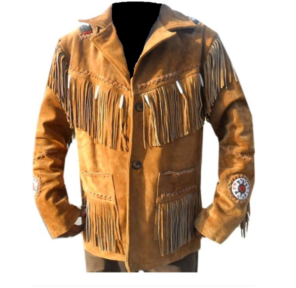 Western Leather Fringe Outfit For Men WJP30
