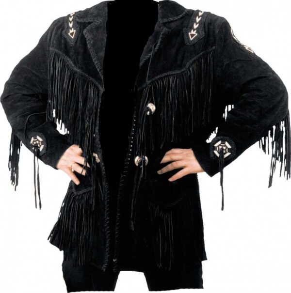Western Leather Fringe Outfit For Men WJP31