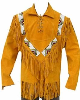 Old West Cowboy Beaded Brown Buckskin Suede Hide Western Suit Shirt & Pant WSP33