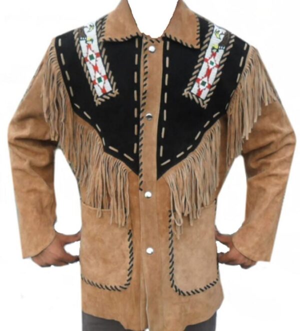 Western Leather Fringe Outfit For Men WJP47