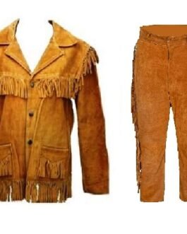 Old West Cowboy Golden Brown Buckskin Suede Hide Western Suit Jacket & Pant WJP54