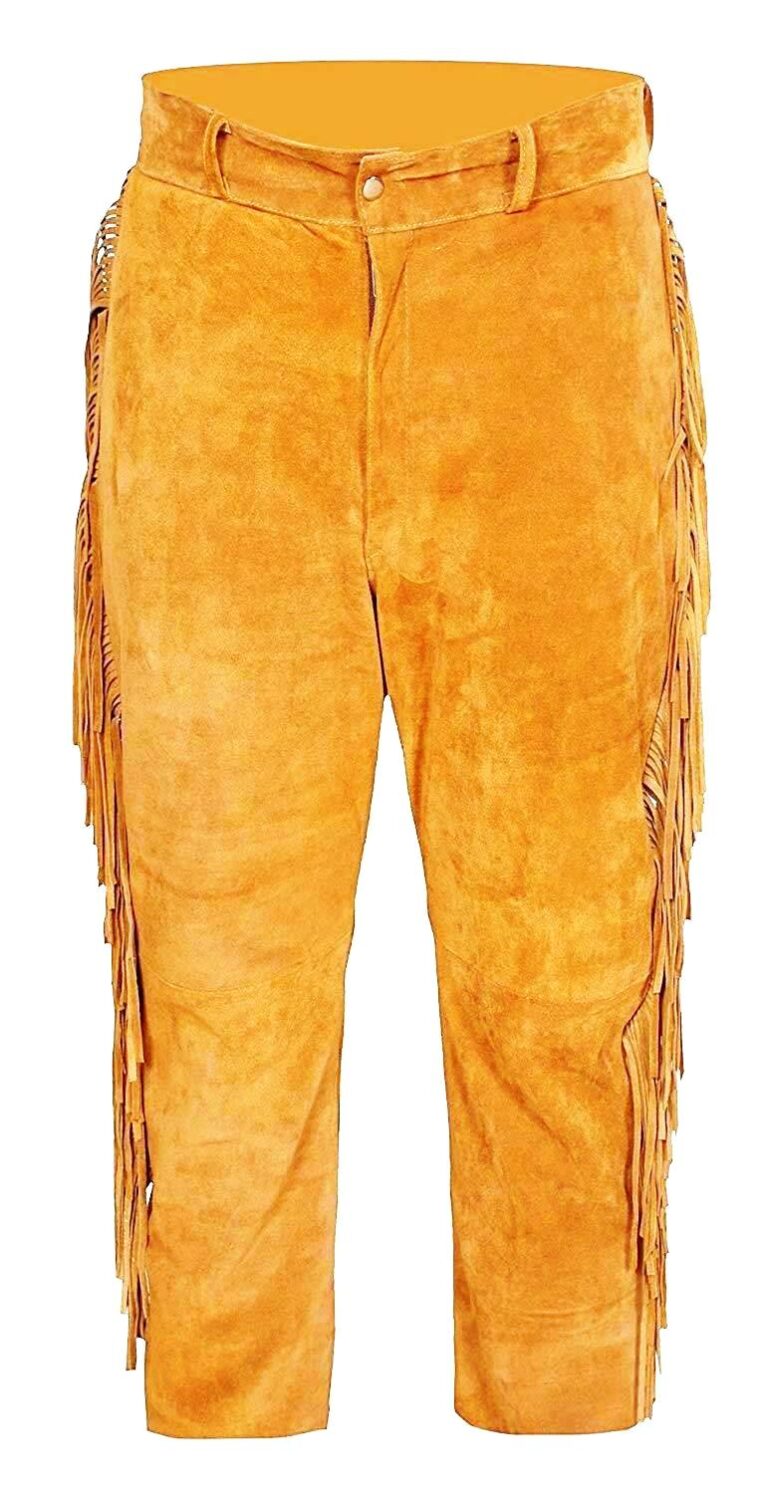 Western Leather Fringe Outfit For Men WJP54