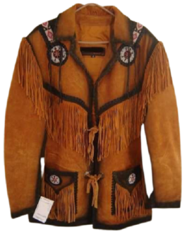 Old West Cowboy Beaded Brown Buckskin Suede Hide Western Suit Jacket & Pant WJP55