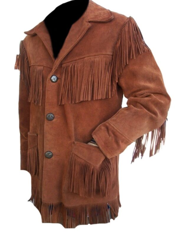 Western Leather Fringe Outfit For Men WJP61