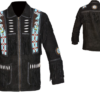 Western Leather Fringe Outfit For Men WJP69