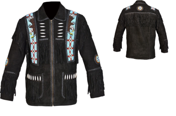 Western Leather Fringe Outfit For Men WJP69
