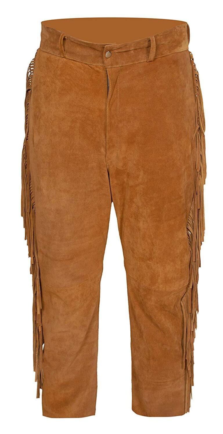 Western Leather Fringe Outfit For Men WSP06