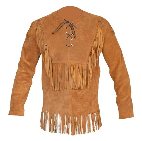 Western Leather Fringe Outfit For Men WSP06