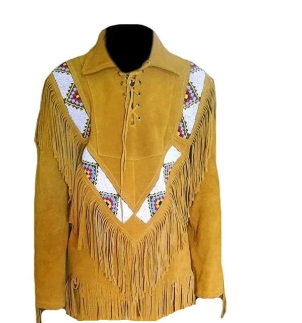 Western Leather Fringe Outfit For Men WSP86