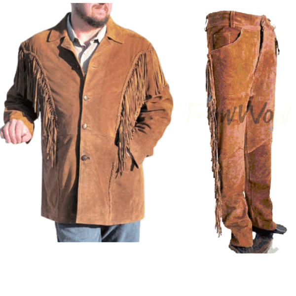 Western Leather Fringe Outfit For Men WJP62