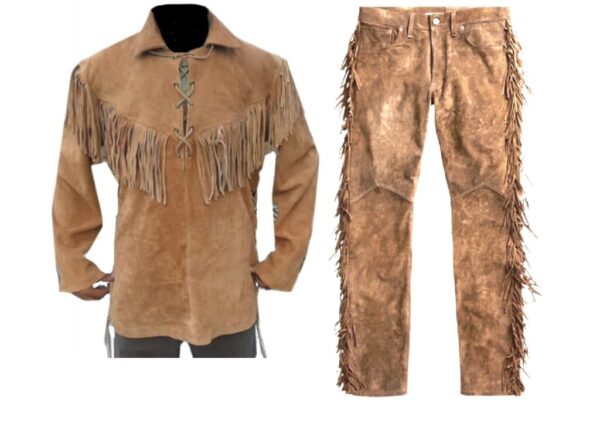 Western Leather Fringe Outfit For Men WSP39
