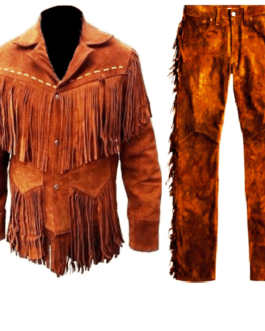 Western Jacket & Pant Golden Brown Buckskin Suede Hide Suit WJP51