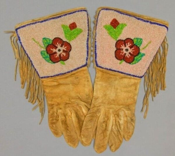 Beaded Gloves Handmade Floral Beaded Gauntlet PWGV22