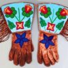 Beaded Gloves Handmade Floral Beaded Gauntlet PWGV23