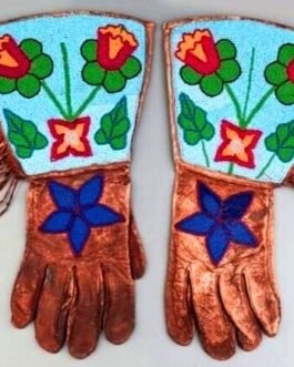 Beaded Gloves Handmade Floral Beaded Gauntlet PWGV23