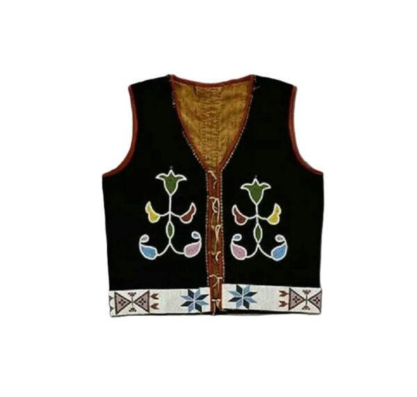 handmade beaded vest on black wool