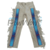 Leather Fringe Beaded Pants for Powwow in Beige
