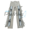 Leather Fringe Beaded Pants for Powwow in Beige