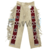 Leather Fringe Beaded Pants for Powwow in Beige NP604