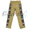Leather Fringe Beaded Pants for Powwow in Beige