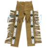 Leather Fringe Beaded Pants for Powwow In Brown
