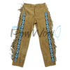 Leather Fringe Beaded Pants for Powwow In Brown